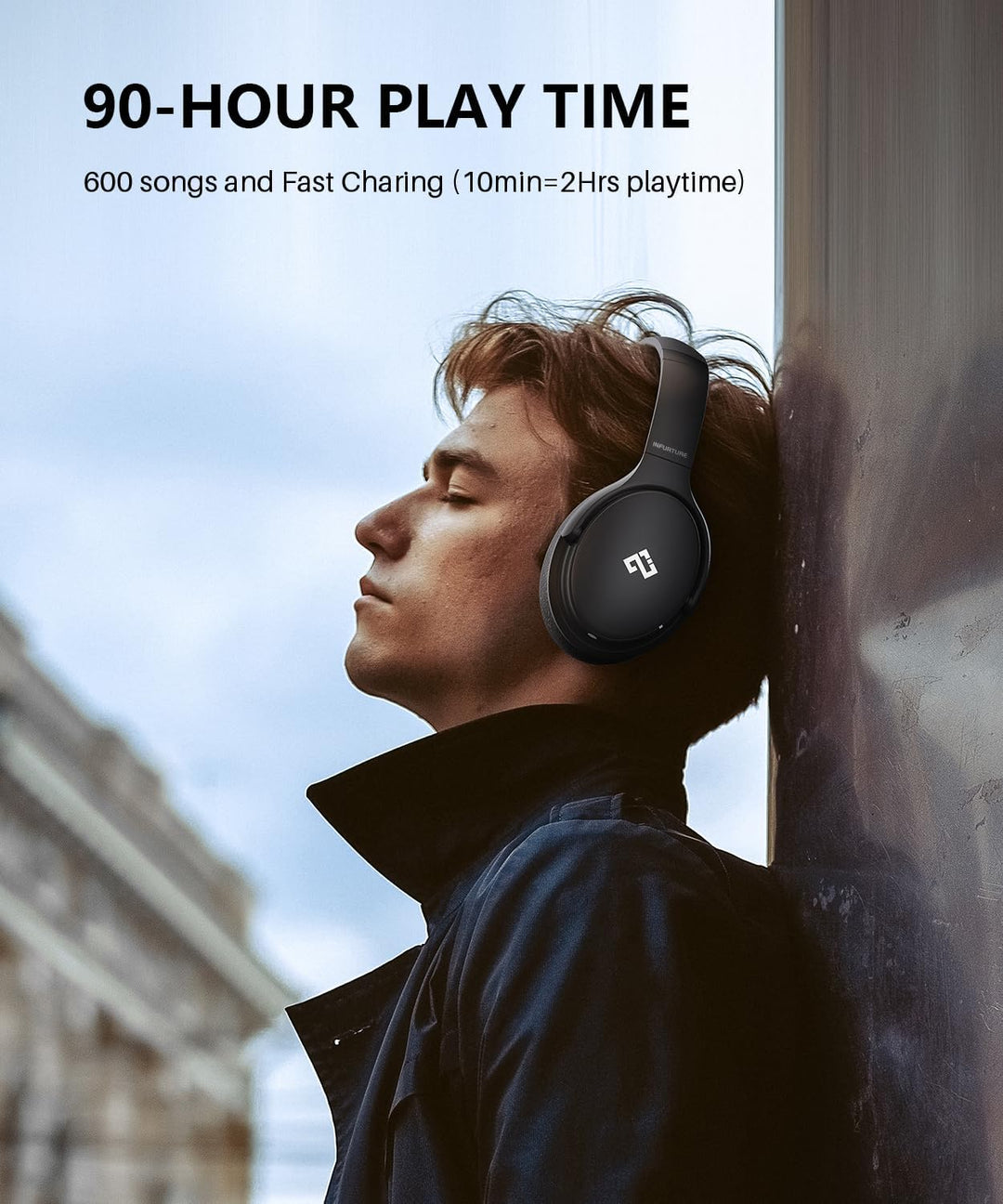 INFURTURE Noise Cancelling Kopfhörer Bluetooth 5.0,Drahtlose Over-Ear-Kopfhörer,Hi-Fi-Stereo-Tiefbas