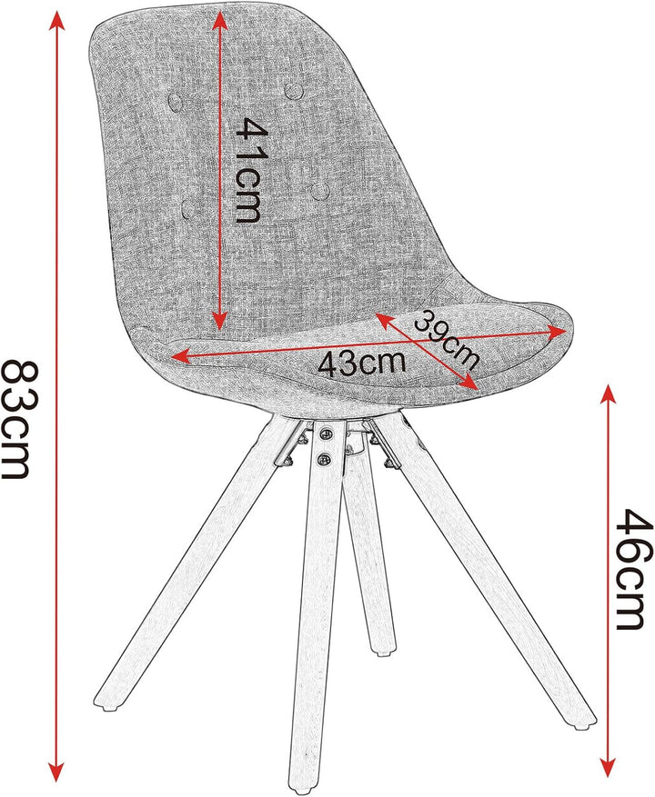 WOLTU® BH54gr-4 4 x Esszimmerstühle 4er Set Esszimmerstuhl, Sitzfläche aus Leinen, Design Stuhl, Küc