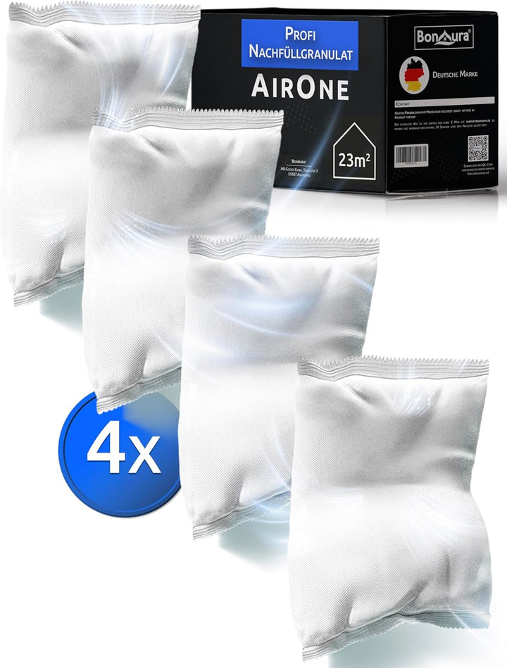 BonAura® AirOne Luftentfeuchter Nachfüllpack I 4er Set 680g Luftentfeuchter Granulat I Entfeuchter N