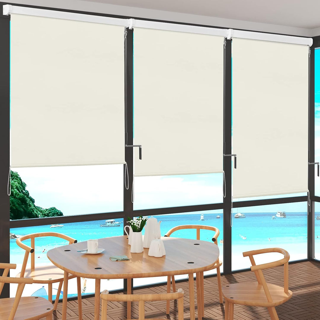 WOLTU Senkrechtmarkise Balkonmarkise Vertikalmarkise mit Handkurbel und Markisenkassette für Terrass