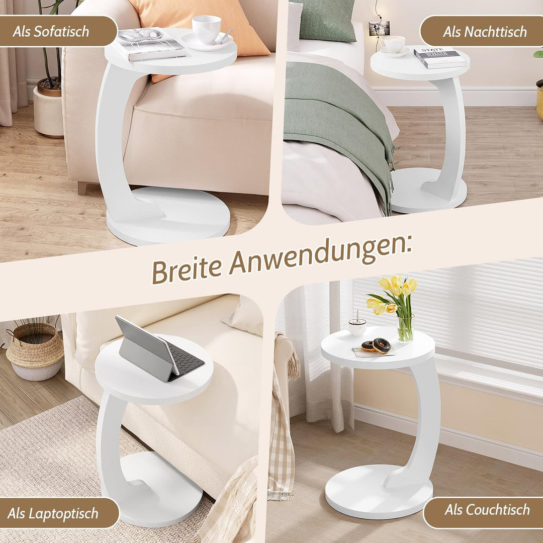 WOLTU Beistelltisch C Form, Couchtisch rund, Sofatisch Kaffeetisch Wohnzimmertisch Abstelltisch, Kle