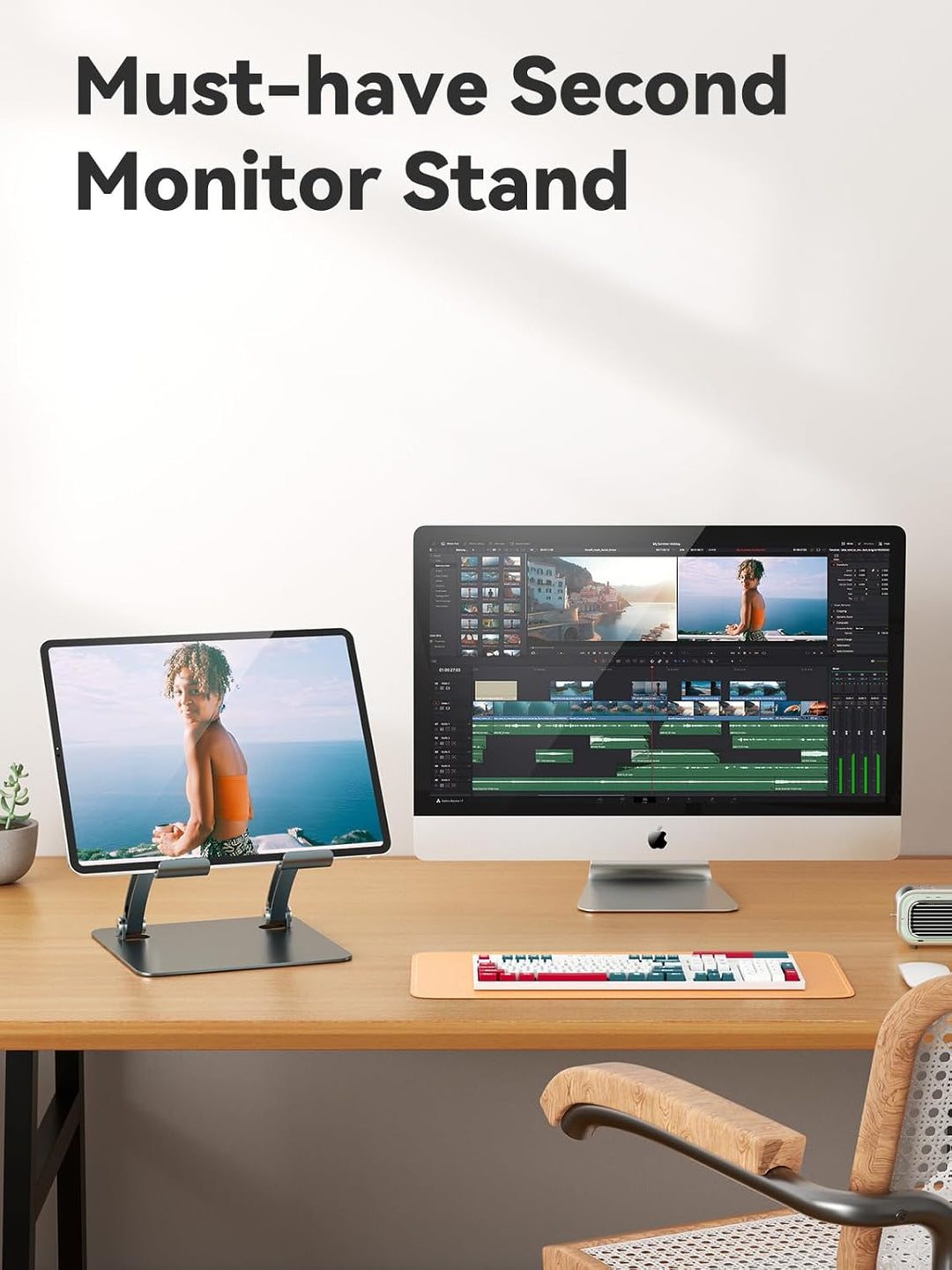 tounee Verstellbarer Tablet Ständer aus Aluminium, Doppelstangen-Design, für Tablets 4–17.3", iPad 1