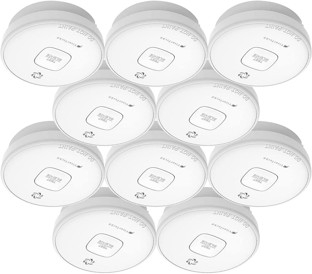 VisorTech Rauchmelder: 10er-Set fotoelektrische Rauchwarnmelder, 10-J.-Batterie, 85 dB, VDs (Rauchme
