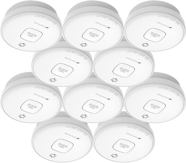 VisorTech Rauchmelder: 10er-Set fotoelektrische Rauchwarnmelder, 10-J.-Batterie, 85 dB, VDs (Rauchme