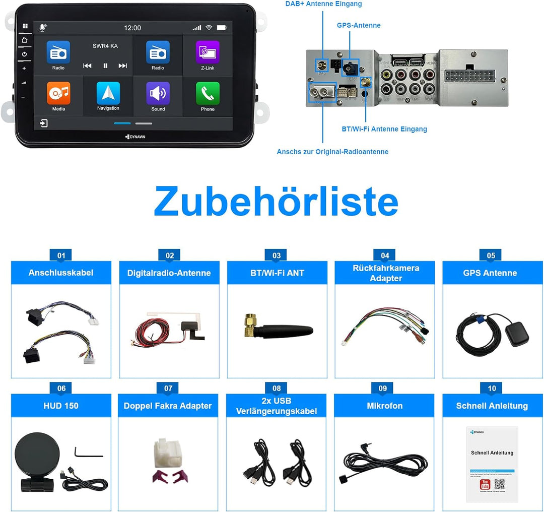 DYNAVIN Android Autoradio Navi für VW Passat Golf Polo Tiguan Skoda, mit 4 * 100W DSP Verstärker | D