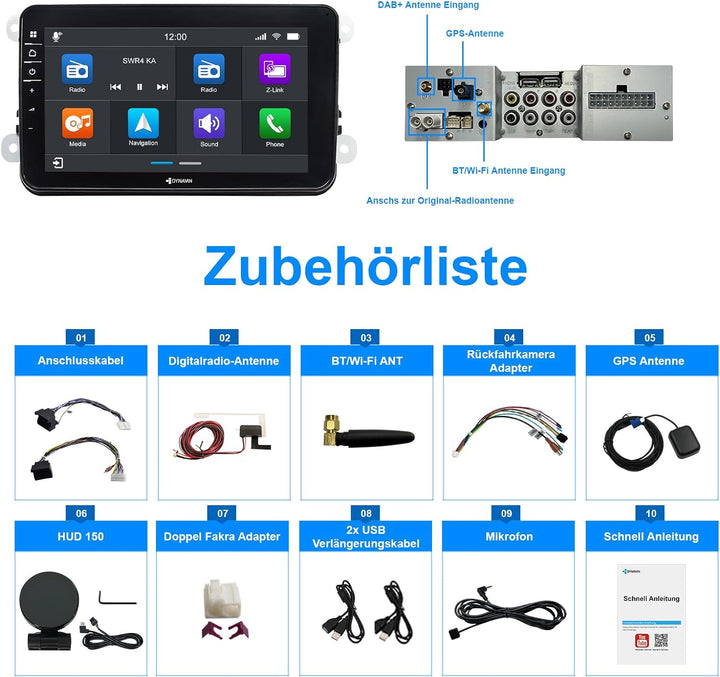 DYNAVIN Android Autoradio Navi für VW Passat Golf Polo Tiguan Skoda, mit 4 * 100W DSP Verstärker | D