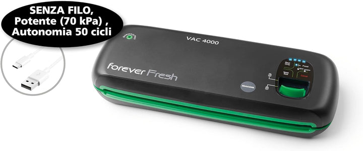 MACOM Forever Fresh VAC4000 Leistungsstarke schnurlose Vakuumiermaschine mit 28 cm Versiegelungsstab