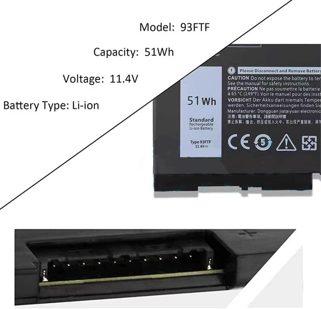 PUGASR 93FTF Laptop Akku Kompatibel mit Dell Latitude 5580 5590 5480 5490 5280 5288 5488 5491 5495 5