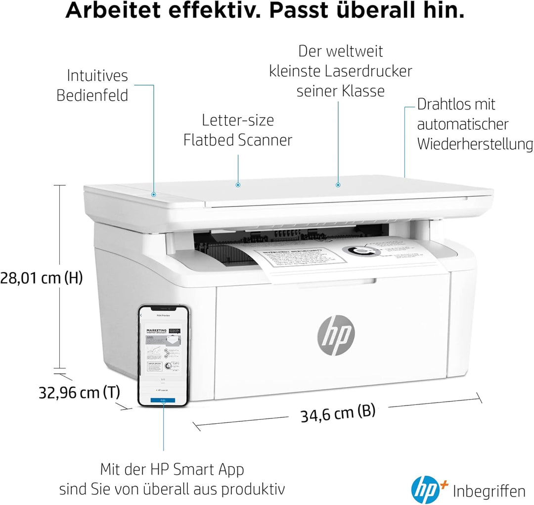 HP LaserJet MFP M140we Laserdrucker, Monolaser 3-in1, 6 Monate gratis drucken mit HP Instant Ink ink