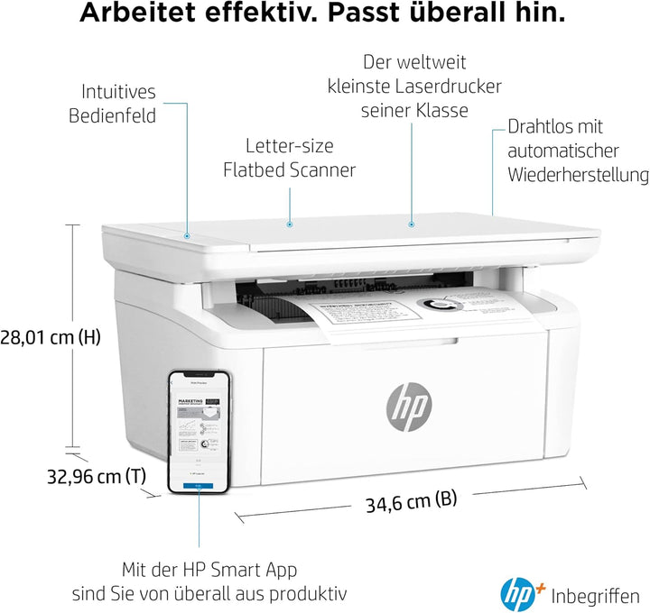 HP LaserJet MFP M140we Laserdrucker, Monolaser 3-in1, 6 Monate gratis drucken mit HP Instant Ink ink