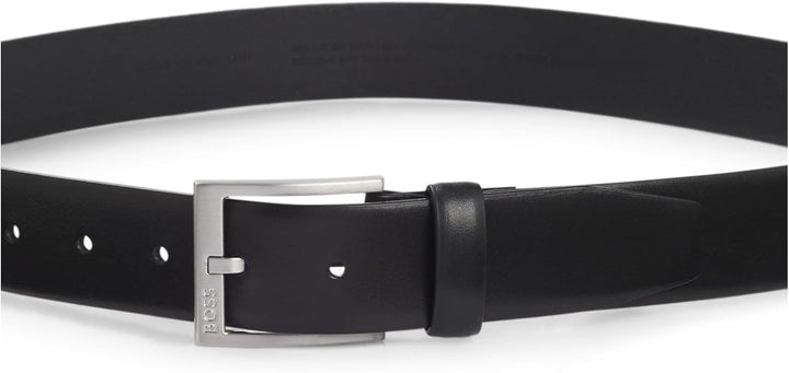 BOSS Herren Erron Sz35 Gürtel aus italienischem Leder mit silberfarbener Schliesse 80 Black1, 80 Bla