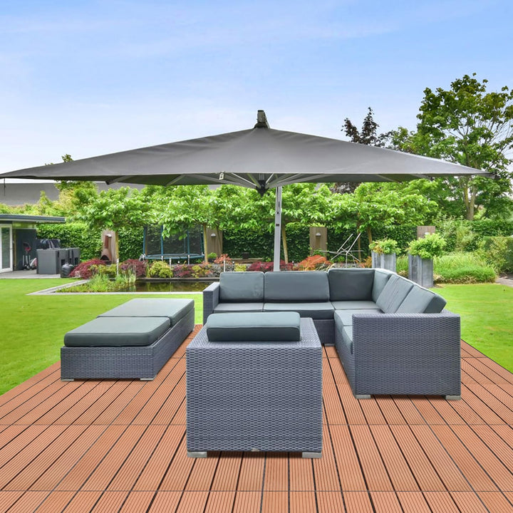 Ansobea WPC Terrassenfliesen Fliesen, 30x60 Holzfliesen 12er Set für 2m²,Balkonfliesen in Holzoptik,