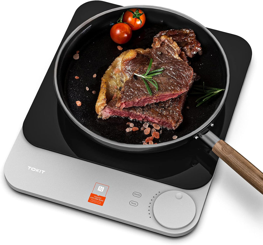 TOKIT Induktionskochplatte automatische Topferkennung 2100W 1-Tasten-Steuerung 16mm ultra-dünn Sous-