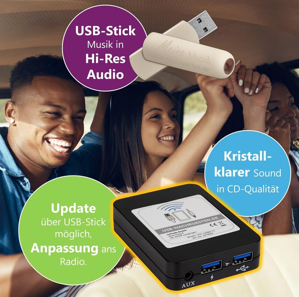 Bluetooth Adapter 1701 mit Freisprecheinrichtung | Musik im Auto | für Autoradios von VW Audi Skoda