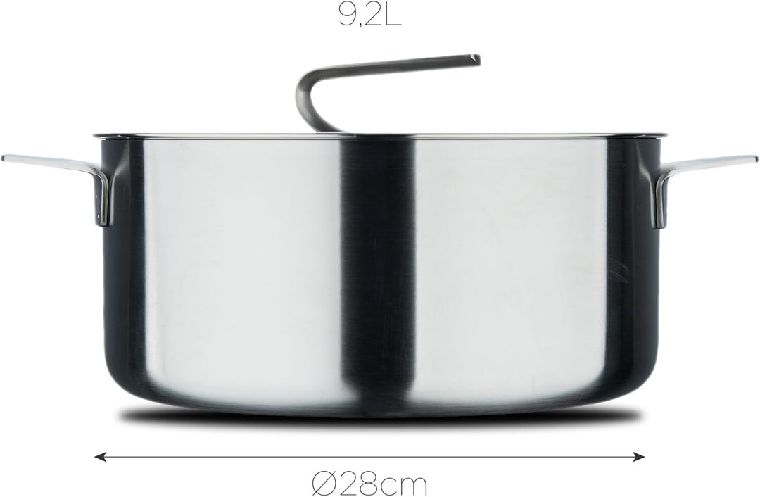 MasterPRO SIGMA - Grosser Kochtopf mit Deckel 9,2L 28x15 cm Edelstahl - Mehrschichtig - Stabiler Gri