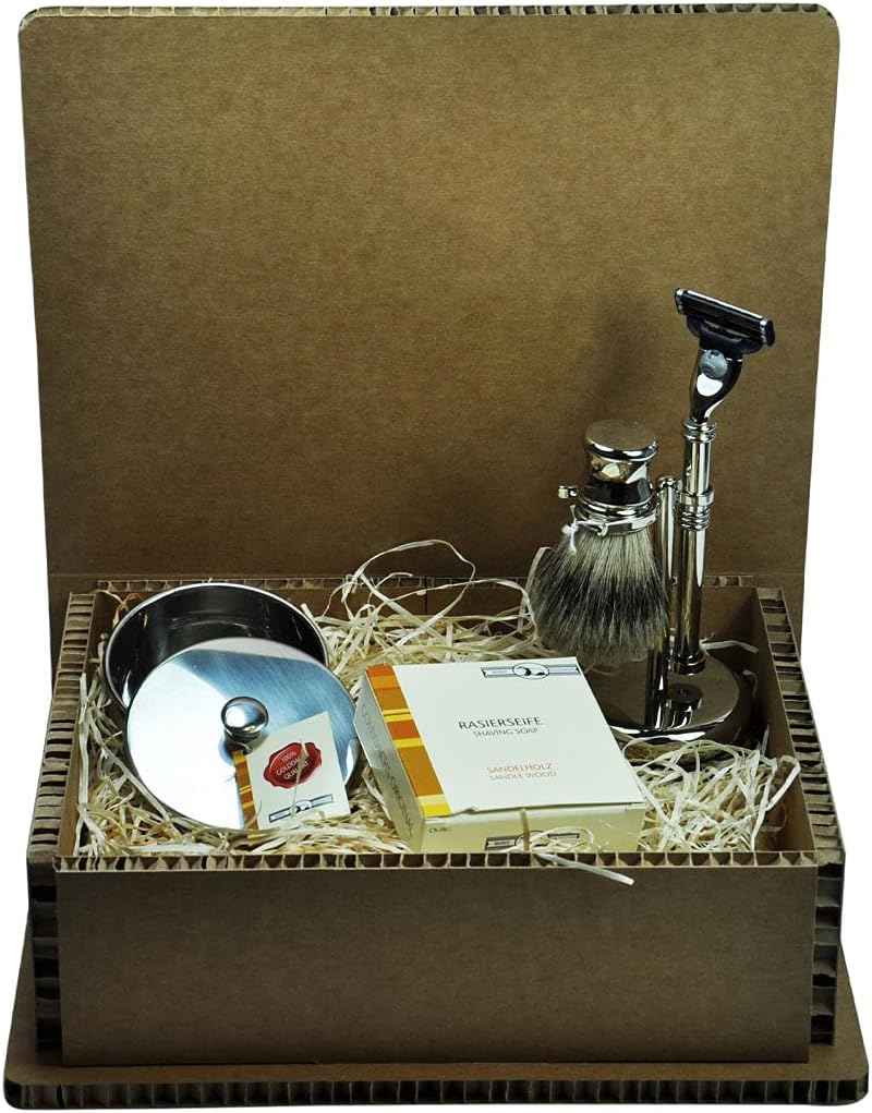 Golddachs Geschenkset 6, Men´s special, 3-teilig, Rasierset, Seifenschale, Rasierseife