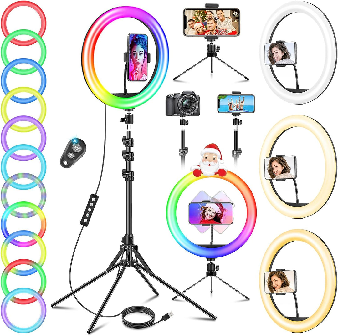 12 Zoll Ringlicht mit Stativ Handy, Tisch LED Ring Light/Kamera Handystativhalter mit Ringleuchte fü