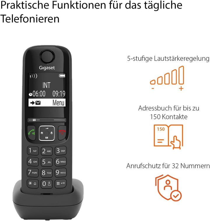 Gigaset AS690HX - DECT-Mobilteil mit Ladeschale – hochwertiges Schnurloses Telefon für Router und DE