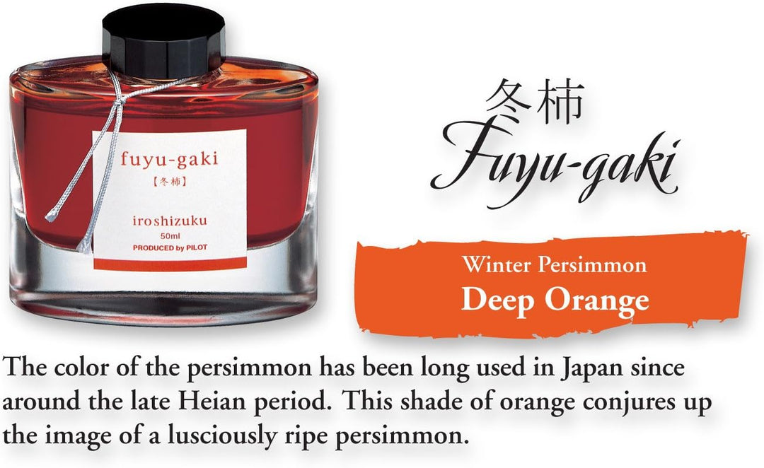 PILOT Iroshizuku 69209 Füllfederhalter-Tinte, Fuyu-Gaki, Winterpersimmon (orange-rot), 50 ml Flasche