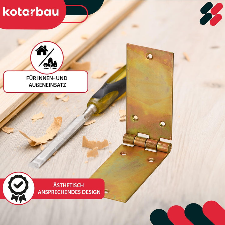 KOTARBAU® Kistenband 10 St. Scharnier Gerollte Tischband Möbelscharnier Gelb Verzinkt Torband Möbelb