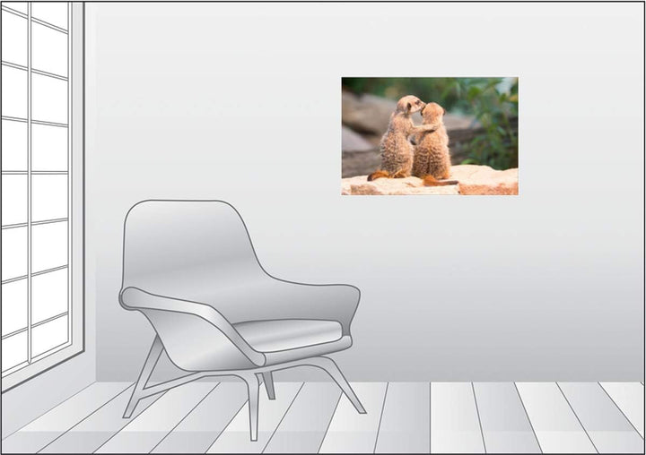 Premium Textil-Leinwand 75 x 50 cm Quer-Format Erdmännchen | Wandbild, HD-Bild auf Keilrahmen, Ferti