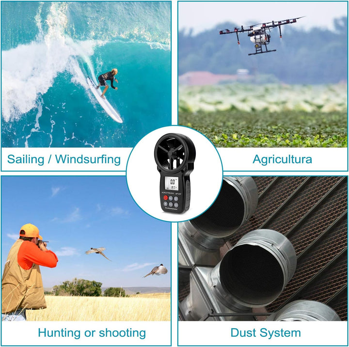 Windmesser Digital WindmessgerÀt AP-007 Handheld Anemometer 0.3~30m/s mit Manueller/Automatischer Ab