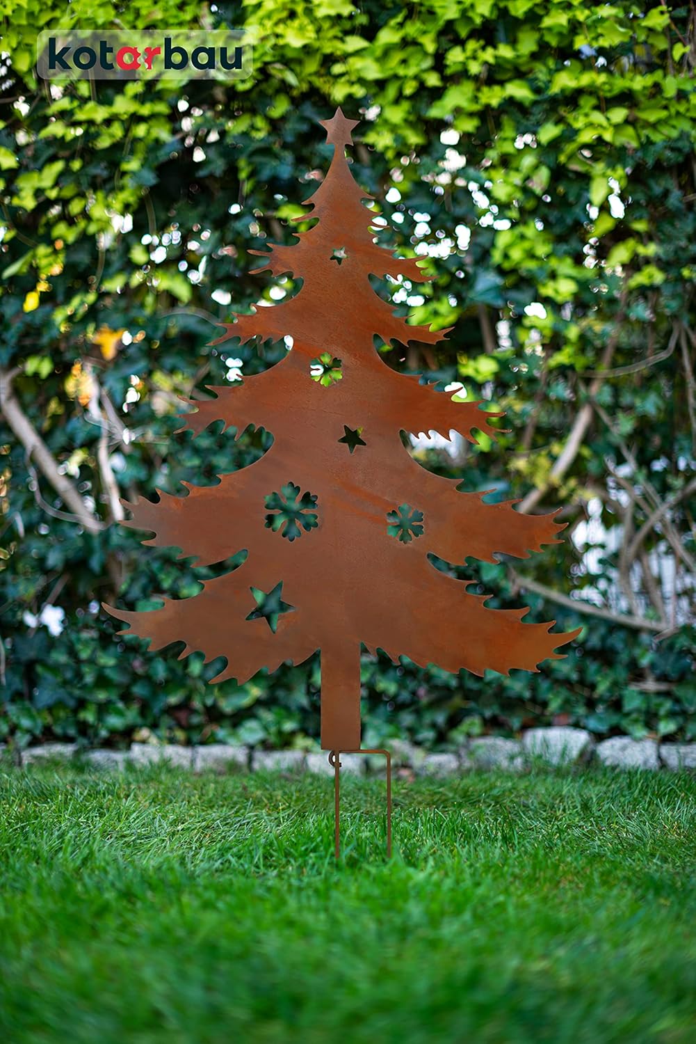 KOTARBAU® Gartendekoration Rostfiguren 85cm Tannenbaum Weihnachtsdeko Garten Ecorost Gartenstecker W