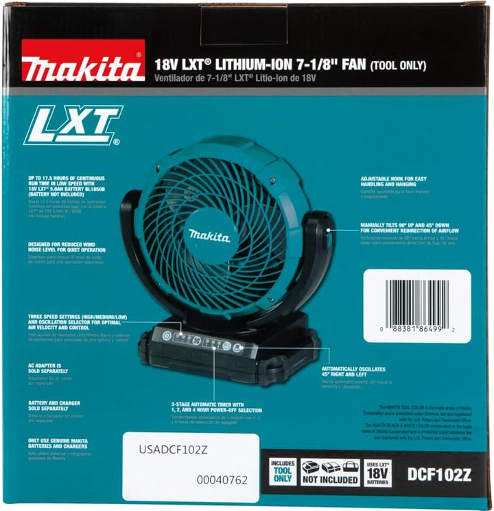 Makita DCF102Z Akku Lüfter 18 V (ohne Akku, ohne Ladegerät), Blau, 101 101 Blau, 101 Blau
