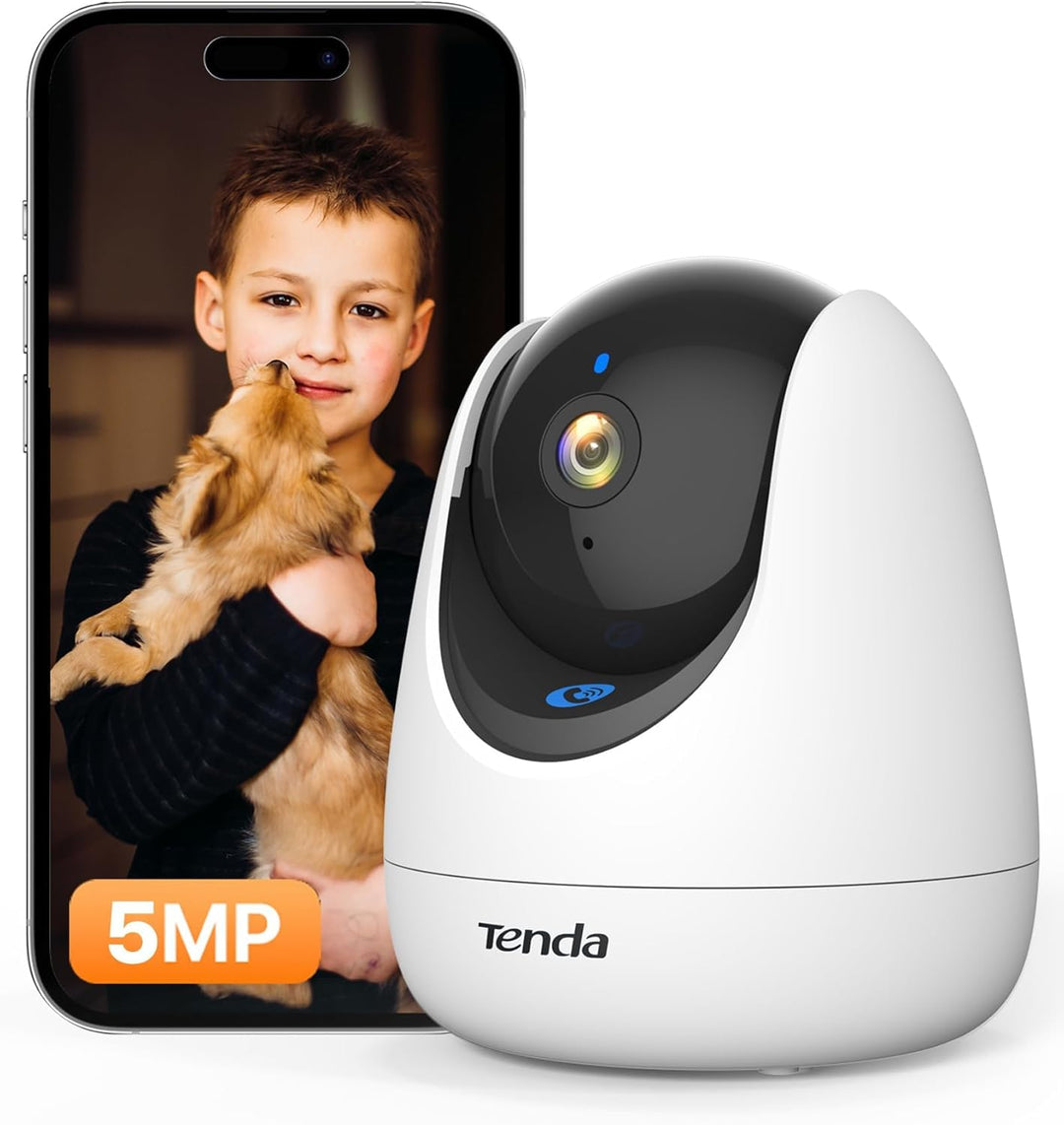 Tenda Überwachungskamera Innen CP3 V2.2, 360 Grad WLAN IP Kamera, 2-Wege-Audio, 1080P, Nachtsicht, T