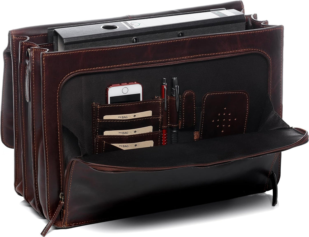 BACCINI Aktentasche Luca aus Anilin-Leder I Business-Tasche XL gross für Herren 15 Zoll Laptop-Fach