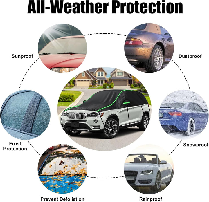 Opaltool Auto Schwarzes Halbgarage für BMW X3 2003-2024, LWB Soft Windschutzscheibe Abdeckung Hälfte