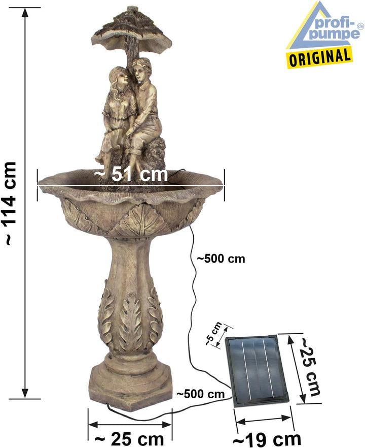 Solar Gartenbrunnen, Solarbrunnen, Zierbrunnen, Wasserfall für Garten Terrasse Balkon Wasserbrunnen