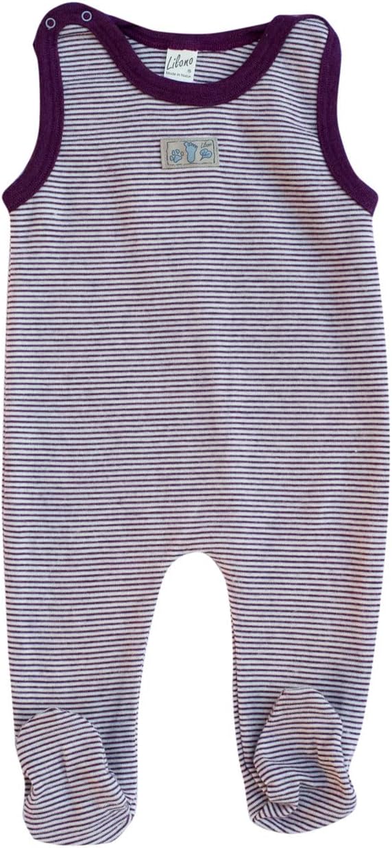 Lilano, Merino Strampler mit Fuss, 70% Wolle (kbT), 30% Seide, 210 gr./m² Beere/Natur 56, Beere/Natu