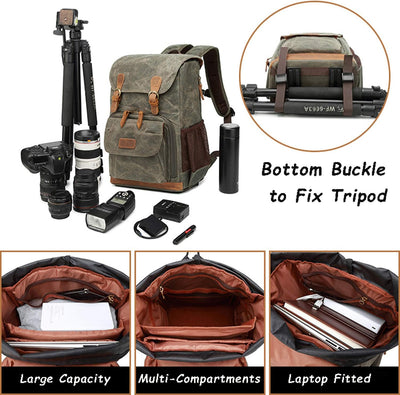 UBaymax Kamerarucksack mit Laptopfach,Spektiv DSLR Rucksack,Camera Backpack cCanvas,Fotorucksack Vin