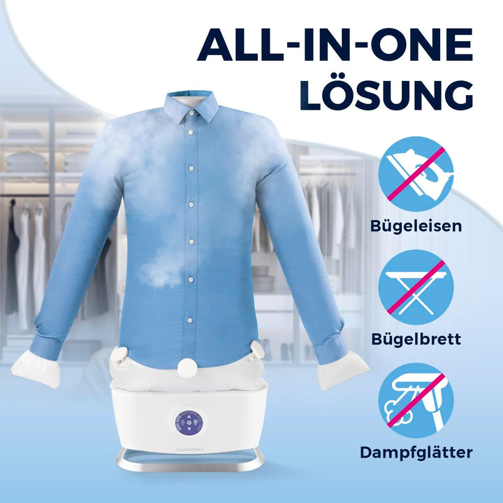 CLEANmaxx automatischer Hemdenbügler mit Dampffunktion | Innovativer Bügler für Hemden & Blusen, Büg