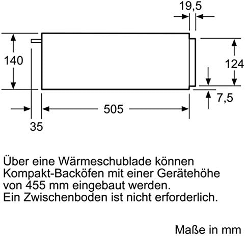 Siemens BI510CNR0 iQ500 Wärmeschubladen / Edelstahl/Schwarz / Grifflos mit push und pull Öffnung