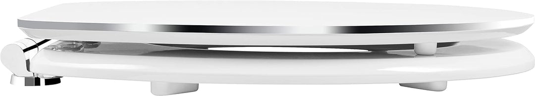 Cornat WC-Sitz Prime "White Steel" - Ansprechendes Design - Hochwertiger Holzkern - Absenkautomatik