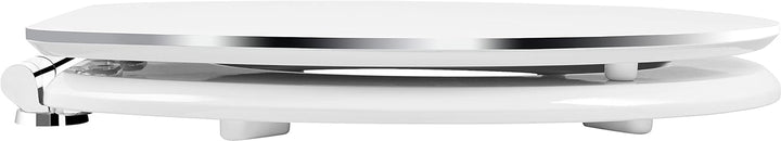 Cornat WC-Sitz Prime "White Steel" - Ansprechendes Design - Hochwertiger Holzkern - Absenkautomatik