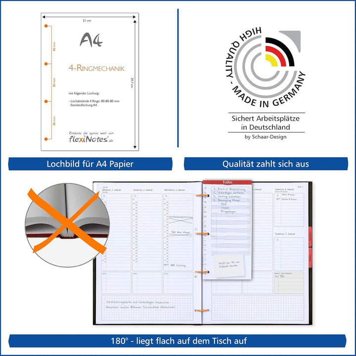 flexiNotes® ORGANIZER A4 2023 Typ: "Business", Wochenkalender Basic (beere, M) beere M, beere M