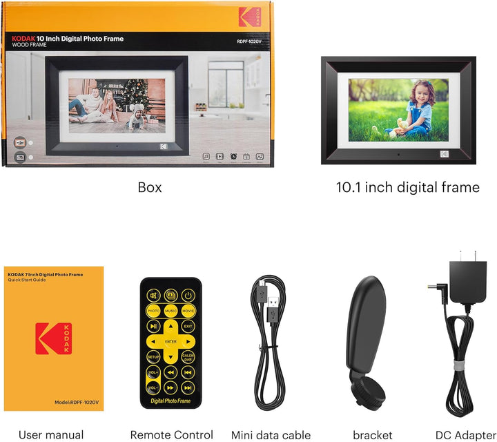 KODAK Digitaler Bilderrahmen 10 Zoll mit Fernbedienung, Elektronischer Fotorahmen No WiFi mit 8 GB S