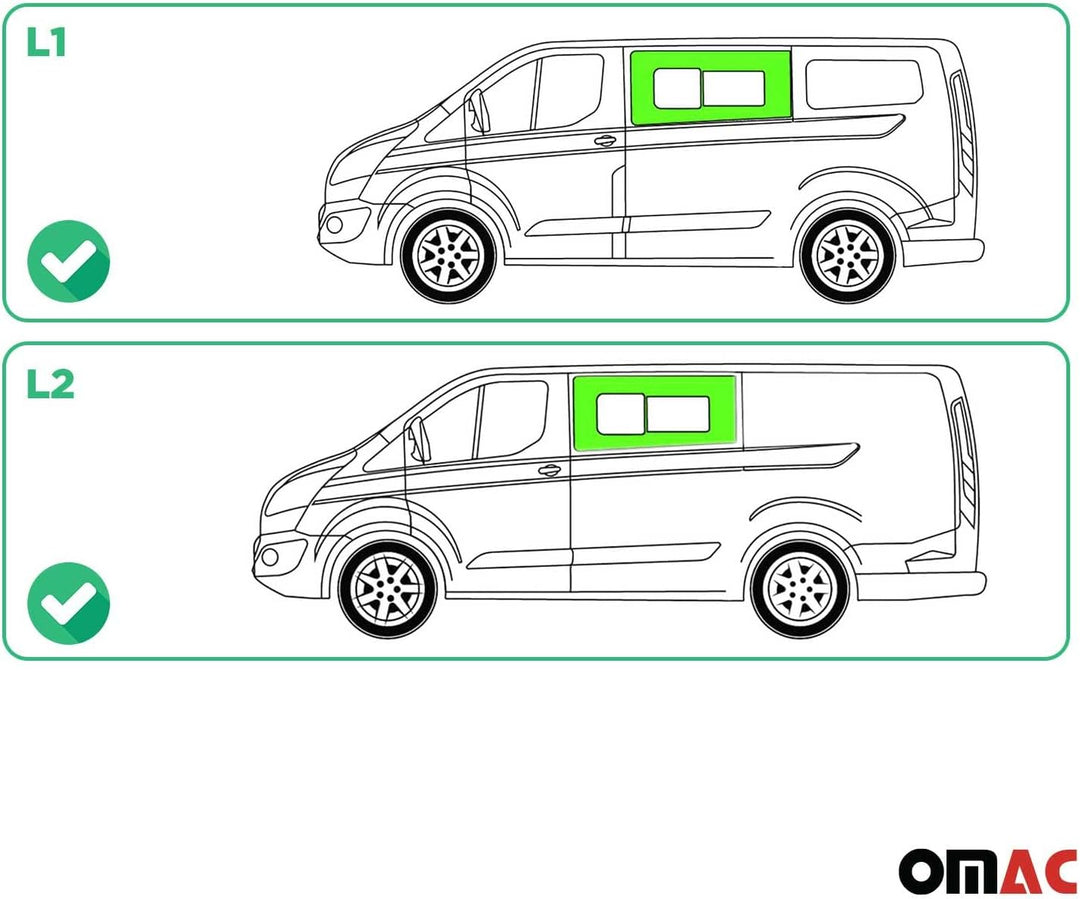 Glasfenster Schiebefenster kompatibel mit Ford Transit Custom 2013-2023 Auto Links L1 L2 Transit Cus