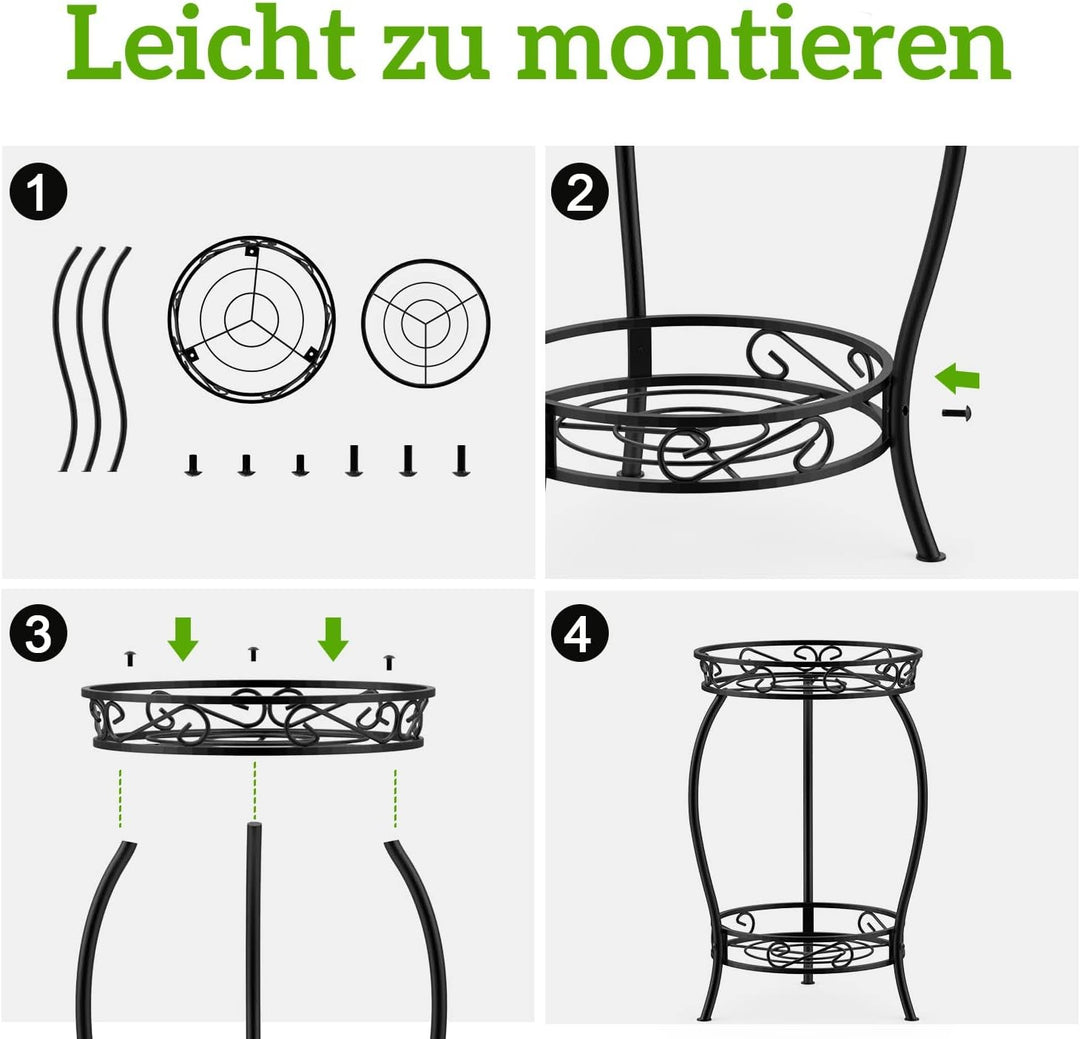 Bomclap Pflanzenständer aus Metall, 48cm Blumenständer Pflanzenständer, 2-stufige Blumentopf Ständer