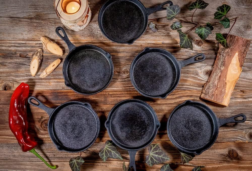 BBQ-Toro Gusseisen Grillpfännchen (6-er Set) | Ø 12,5 cm | bereits eingebrannt - preseasoned | Gusse