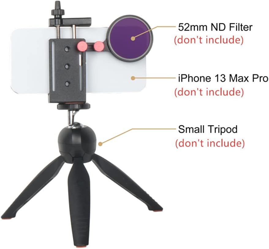 Came-TV Aluminium-Handy-Stativhalterung mit 52 mm Adapter für Filter und Objektiv mit Kaltschuhhalte