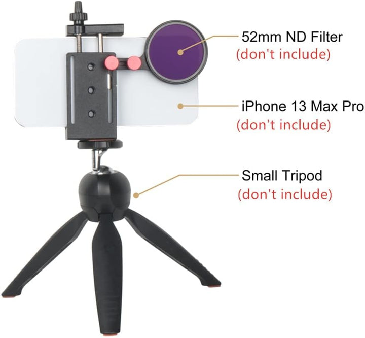 Came-TV Aluminium-Handy-Stativhalterung mit 52 mm Adapter für Filter und Objektiv mit Kaltschuhhalte