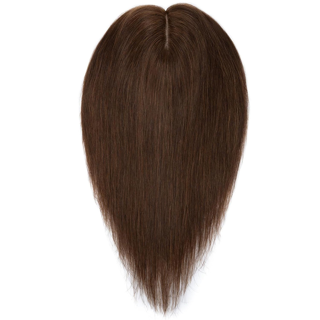 Silk-co Hair Topper Echthaar, 10x12cm Basis Toupet Damen, Haartopper Echthaar mit Remy Seide Basis,