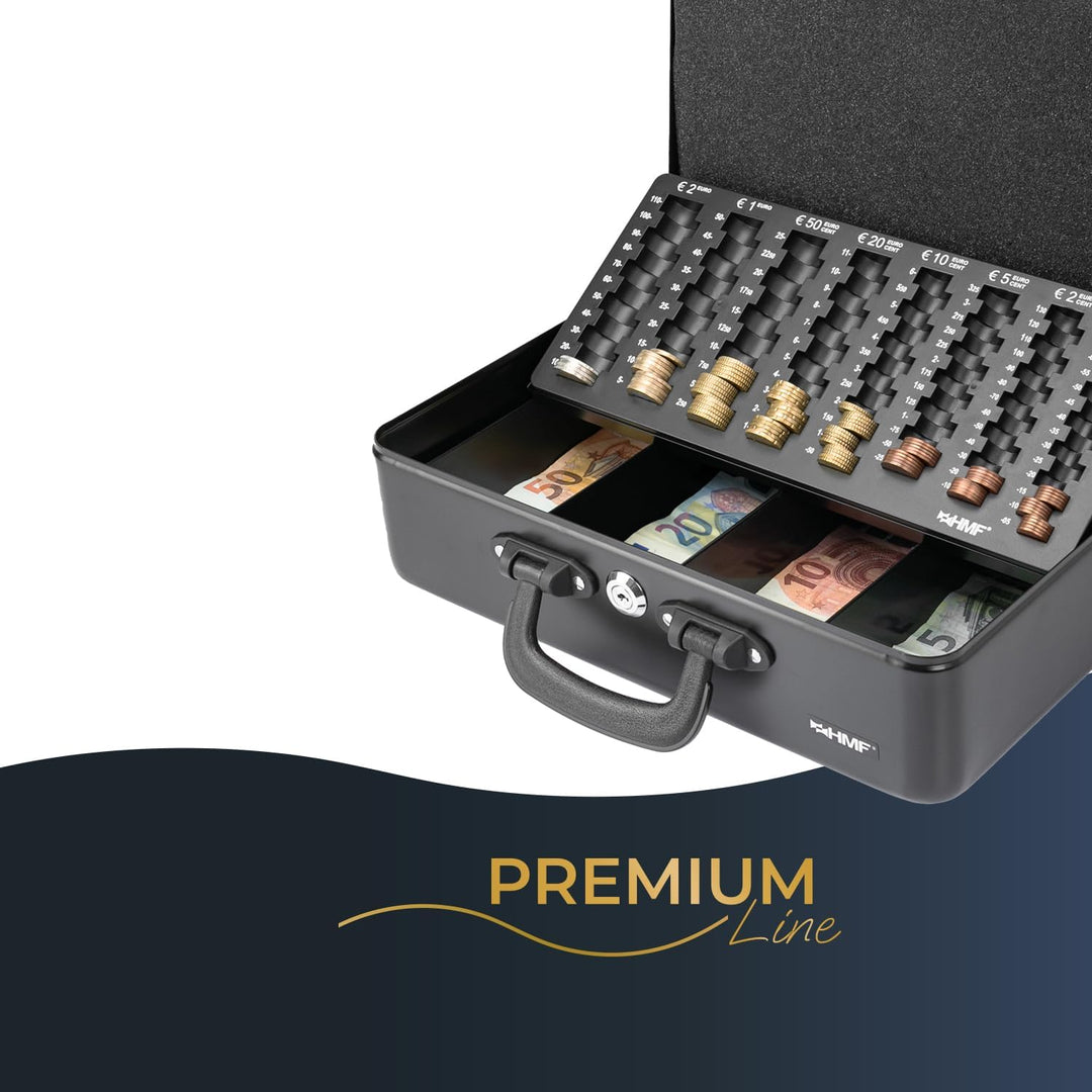 HMF 22037-02 Geldkassette Geldzählkassette 2 Tragegriffe, 36 x 25 x 11 cm, schwarz, Schwarz