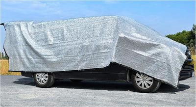 Rosi's Barf-Glück XL Schattennetz Auto 4x6 für Hunde 4x6 m – 24m² Alu UV Sonnenschutz Hitzeschutz Al