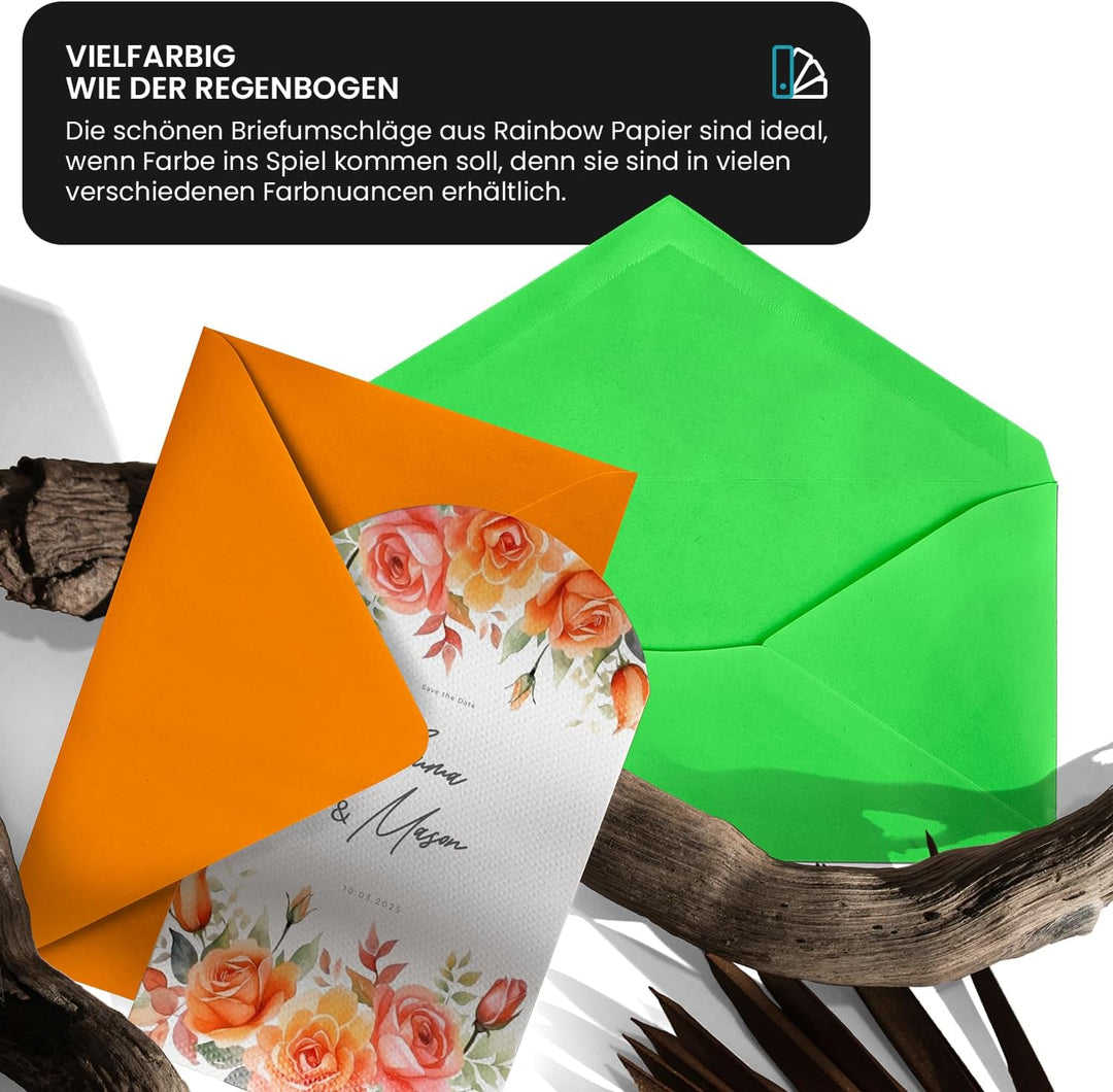 Netuno 1000 quadratische Umschläge Hautfarbe 14x 14 cm 80g Rainbow Briefumschläge farbig Briefhüllen