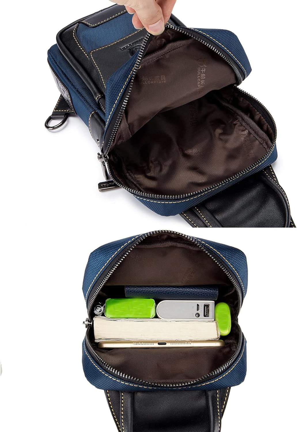 Sport-Brusttasche Kleine Hängetasche aus Leder für Männer Modische und Trendige Crossbody-Tasche Rei